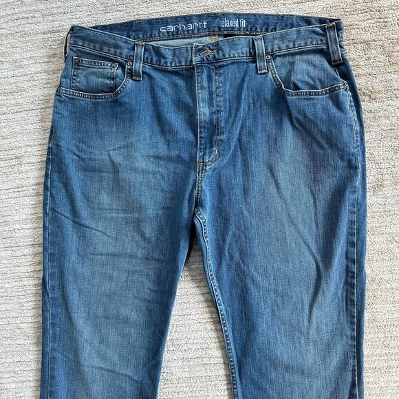 Carhartt Relaxed Fit Men's Jeans 40x32 Straight Blue Denim Five Pocket Work Pant - Picture 2 of 6